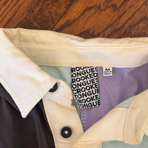 ASOS Men’s Crooked Tongues Colorblock Polo Long Sleeve Shirt  | Medium - Picture 3 of 6